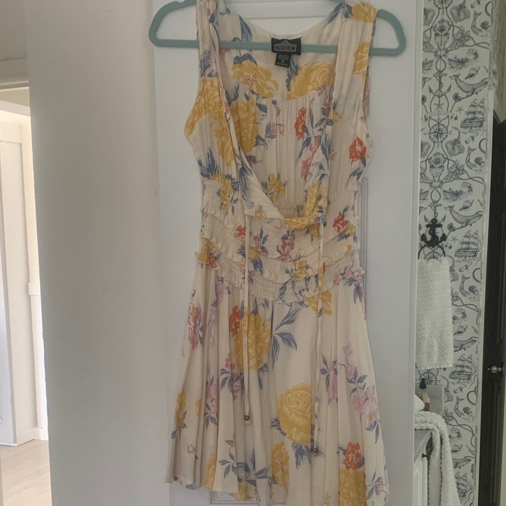 Angie Floral Mini Dress in Yellow and Orange